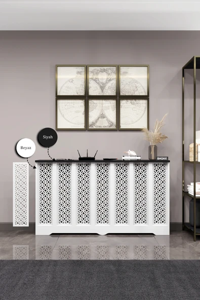 BAGAX Pera Model, Beyaz Üstü Siyah Renk,iç Ölçü 136 Cm Dış Ölçü 140 Cm Petek Kaplama, Dresuar ürün görseli