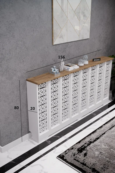 BAGAX Karatay Model, Beyaz Üstü Çam Renk,iç Ölçü 156 Cm Dış Ölçü 160 Cm Petek Kaplama, Dresuar ürün görseli