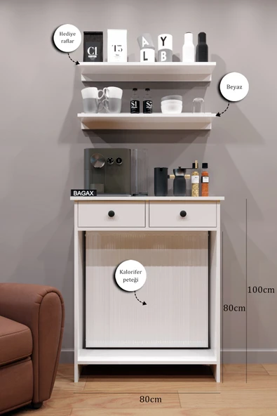 BAGAX ORİON ÇİFT KAPAKLI PETEK KAHVE KÖŞESİ DRESUAR 2 ADET RAF HEDİYE - Resim 2