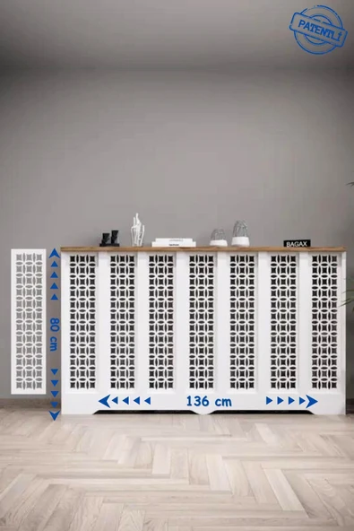 BAGAX Ayasofya Model, Beyaz Üstü Çam Renk,iç Ölçü 136 Cm Dış Ölçü 140 Cm Petek Kaplama, Dresuar - Resim 2