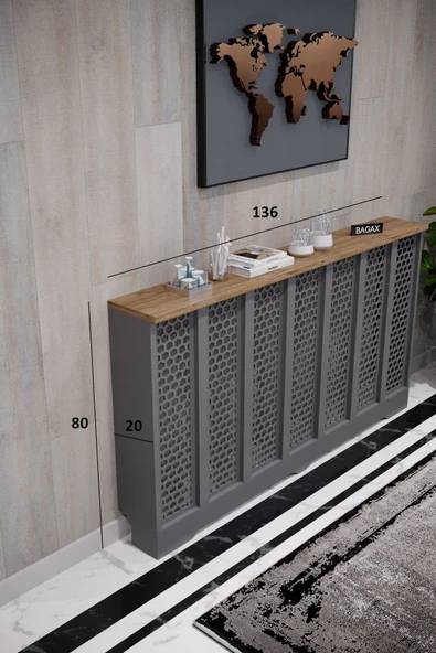 BAGAX Bodrum Model, Antrasit Üstü Çam Renk,iç Ölçü 136 Cm Dış Ölçü 140 Cm Petek Kaplama, Dresuar - Resim 2