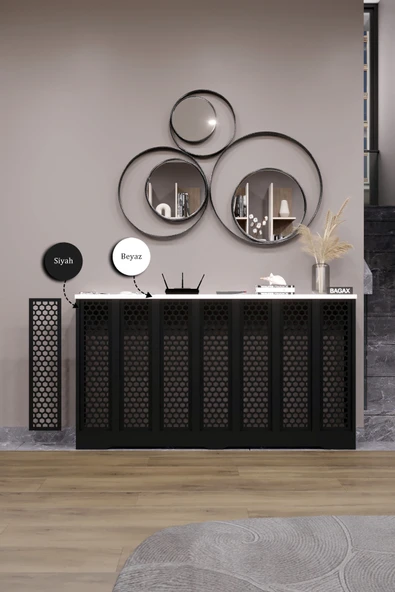 BAGAX Bodrum Model, Siyah Üstü Beyaz Renk,iç Ölçü 136 Cm Dış Ölçü 140 Cm Petek Kaplama, Dresuar - Resim 2