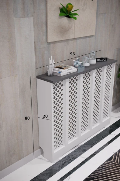 BAGAX Zeugma Model, Beyaz Üstü Antrasit Renk,iç Ölçü 96 Cm Dış Ölçü 100 Cm Petek Kaplama, Dresuar - Resim 2