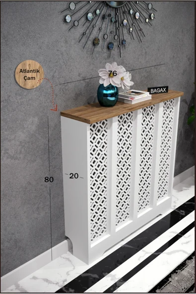 BAGAX Pera Model,beyaz Üstü Çam Renk,iç Ölçü 76 Cm Dış Ölçü 80 Cm Petek Kaplama, Dresuar ürün görseli