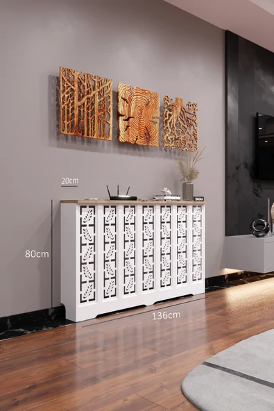 BAGAX Assos Model, Beyaz Üstü Çam Renk, 136 cm Petek Kaplama, Dresuar ürün görseli