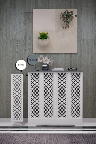 BAGAX Pera Model, Beyaz Üstü Antrasit Renk,iç Ölçü 76 Cm Dış Ölçü 80 Cm Petek Kaplama, Dresuar ürün görseli