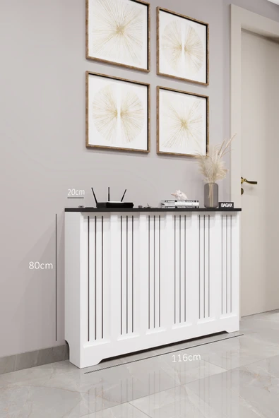 BAGAX Efes Model, Beyaz Üstü Siyah Renk,iç Ölçü 116 Cm Dış Ölçü 120 Cm Petek Kaplama, Dresuar - Resim 2