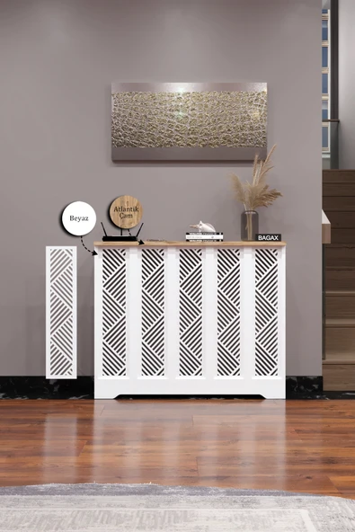 BAGAX Gordion Model, Beyaz Üstü Çam Renk,iç Ölçü 96 Cm Dış Ölçü 100 Cm Petek Kaplama, Dresuar - Resim 2