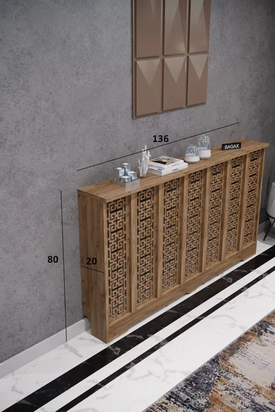 BAGAX Karatay Model, Çam Renk,iç Ölçü 136 Cm Dış Ölçü 140 Cm Petek Kaplama, Dresuar - Resim 2