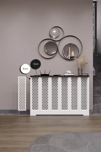 BAGAX Bodrum Model, Beyaz Üstü Siyah Renk,iç Ölçü 116 Cm Dış Ölçü 120 Cm Petek Kaplama, Dresuar ürün görseli