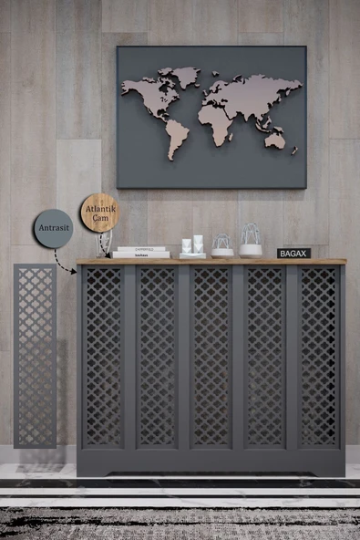 BAGAX Zeugma Model, Antrasit Üstü Çam Renk,iç Ölçü 96 Cm Dış Ölçü 100 Cm Petek Kaplama, Dresuar ürün görseli