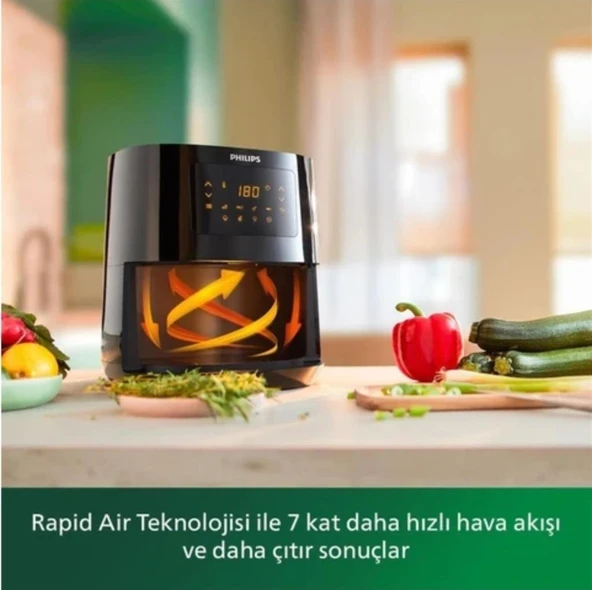 Philips Phılıps HD9252/90 Airfryer Yağsız Fritöz 13 Ü 1 Arada 7 Ön Ayarlı Premium Dokunmatik Siyah OUTLET - Resim 3