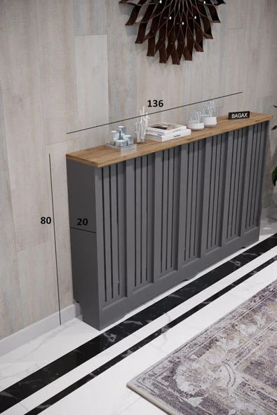 BAGAX Efes Model, Antrasit Üstü Çam Renk,iç Ölçü 136 Cm Dış Ölçü 140 Cm Petek Kaplama, Dresuar - Resim 2