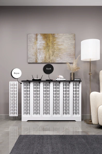 BAGAX Truva Model, Beyaz Üstü Siyah Renk,iç Ölçü 116 Cm Dış Ölçü 120 Cm Petek Kaplama, Dresuar ürün görseli
