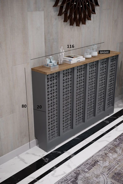 BAGAX Truva Model, Antrasit Üstü Atlantik Çam Renk,iç Ölçü 116 Cm Dış Ölçü 120 Cm Petek Kaplama, Dresuar - Resim 2