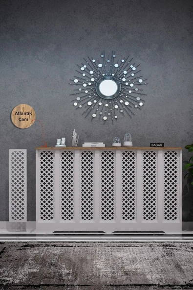 BAGAX Perge Model, Beyaz Üstü Çam Renk,iç Ölçü 136 Cm Dış Ölçü 140 Cm Petek Kaplama, Dresuar ürün görseli