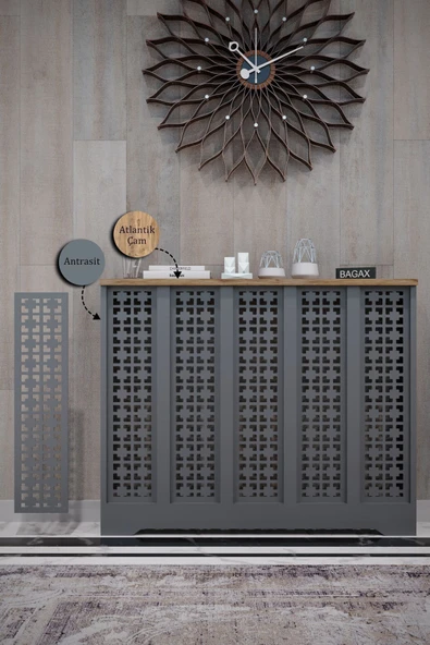 BAGAX Truva Model, Antrasit Üstü Çam Renk,iç Ölçü 96 Cm Dış Ölçü 100 Cm Petek Kaplama, Dresuar ürün görseli