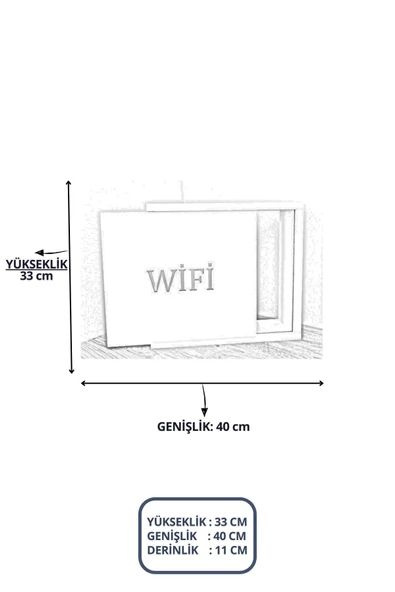 BAGAX Wifi Yazı Desenli Modem/sigorta Saklama Kutusu, 40cm X 33cm - Resim 2