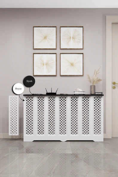BAGAX Perge Model, Beyaz Üstü Siyah Renk,iç Ölçü 136 Cm Dış Ölçü 140 Cm Petek Kaplama, Dresuar - Resim 2