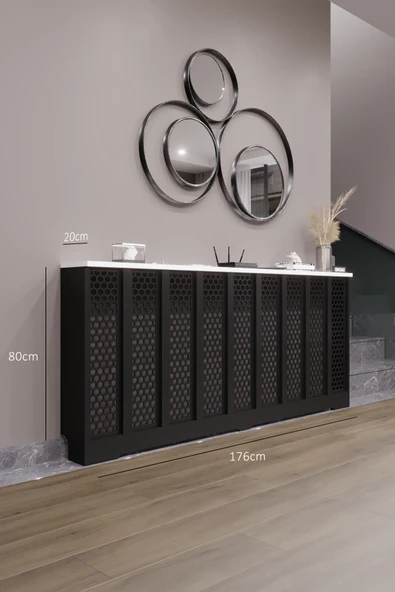 BAGAX Bodrum Model, Siyah Üstü Beyaz Renk,iç Ölçü 176 Cm Dış Ölçü 180 Cm Petek Kaplama, Dresuar ürün görseli