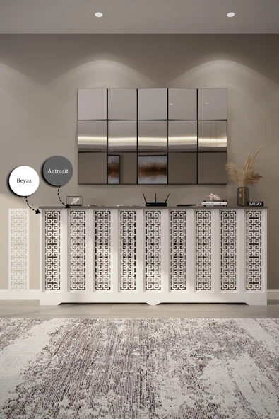 BAGAX Karatay Model, Beyaz Üstü Antrasit Renk,iç Ölçü 176 Cm Dış Ölçü 180 Cm Petek Kaplama, Dresuar - Resim 3