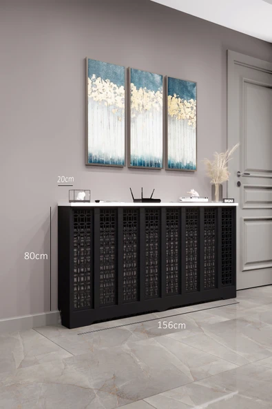 BAGAX Ayasofya Model, Siyah Üstü Beyaz Renk,iç Ölçü 156 Cm Dış Ölçü 160 Cm Petek Kaplama, Dresuar ürün görseli