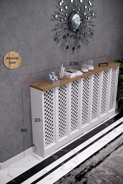 BAGAX Zeugma Model, Beyaz Üstü Çam Renk,iç Ölçü 136 Cm Dış Ölçü 140 Cm Petek Kaplama, Dresuar ürün görseli