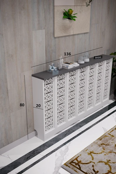 BAGAX Karatay Model, Beyaz Üstü Antrasit Renk,iç Ölçü 136 Cm Dış Ölçü 140 Cm Petek Kaplama, Dresuar - Resim 2