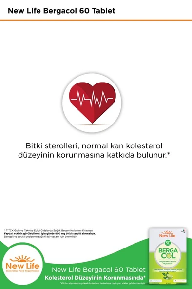 New Life Bergacol 60 Tablet - Bergamot Meyve Ekstresi ve Bitki Sterolleri - Resim 4