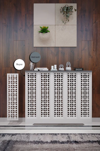 BAGAX Truva Model, Beyaz Üstü Antrasit Renk,iç Ölçü 96 Cm Dış Ölçü 100 Cm Petek Kaplama, Dresuar ürün görseli
