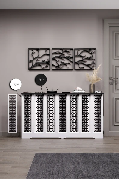 BAGAX Karatay Model, Beyaz Üstü Siyah Renk,iç Ölçü 136 Cm Dış Ölçü 140 Cm Petek Kaplama, Dresuar - Resim 2