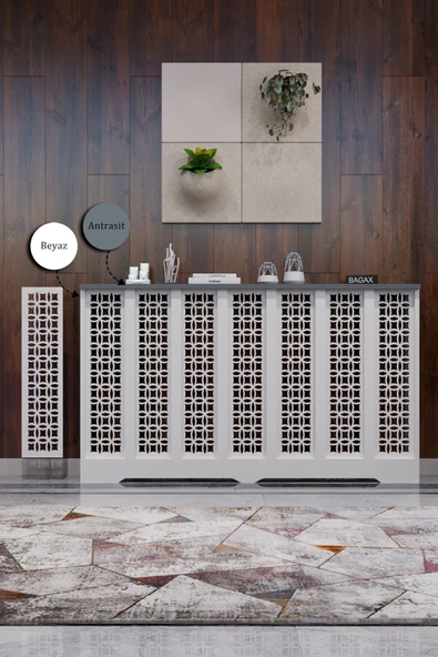 BAGAX Ayasofya Model, Beyaz Üstü Antrasit Renk,iç Ölçü 136 Cm Dış Ölçü 140 Cm Petek Kaplama, Dresuar ürün görseli