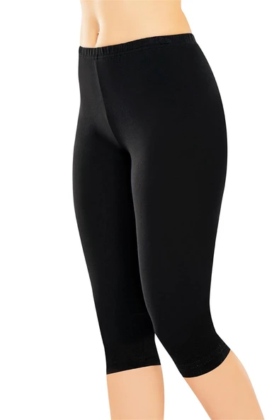 Hilal Yıldızı Likralı Kısa Penye Tayt SİYAH ürün görseli