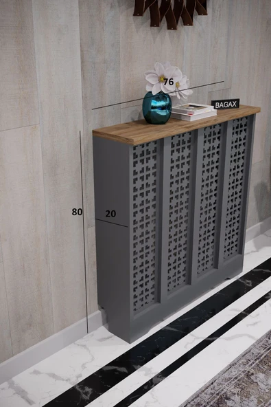 BAGAX Truva Model, Antrasit Üstü Çam Renk,iç Ölçü 76 Cm Dış Ölçü 80 Cm Petek Kaplama, Dresuar - Resim 2