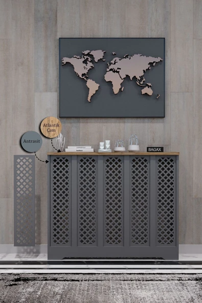 BAGAX Perge Model, Antrasit Üstü Çam Renk,iç Ölçü 96 Cm Dış Ölçü 100 Cm Petek Kaplama, Dresuar ürün görseli