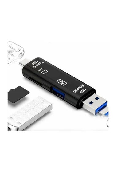 Micro Usb -type C - Usb Telefon Adaptörü Micro Sd/usb Okuyucu Dönüştürücü 16 gb kart hedıye - Resim 3