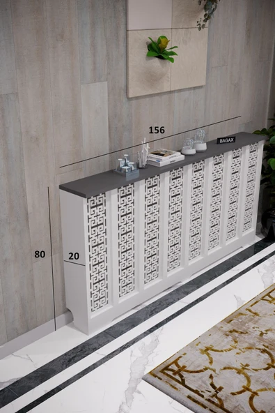 BAGAX Karatay Model, Beyaz Üstü Antrasit Renk,iç Ölçü 156 Cm Dış Ölçü 160 Cm Petek Kaplama, Dresuar - Resim 2