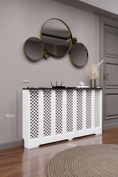 BAGAX Zeugma Model, Beyaz Üstü Siyah Renk,iç Ölçü 136 Cm Dış Ölçü 140 Cm Petek Kaplama, Dresuar - Resim 2