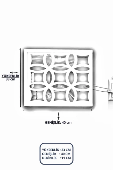 BAGAX Tasarım Çiçek Desenli Modem/sigorta Saklama Kutusu, 40cm X 33cm - Resim 3