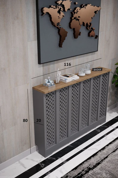 BAGAX Perge Model, Antrasit Üstü Atlantik Çam Renk,iç Ölçü 116 Cm Dış Ölçü 120 Cm Petek Kaplama, Dresuar - Resim 2