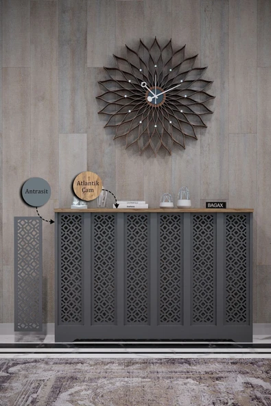 BAGAX Pera Model, Antrasit Üstü Atlantik Çam Renk,iç Ölçü 116 Cm Dış Ölçü 120 Cm Petek Kaplama, Dresuar ürün görseli