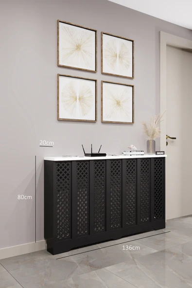 BAGAX Perge Model, Siyah Üstü Beyaz Renk,iç Ölçü 136 Cm Dış Ölçü 140 Cm Petek Kaplama, Dresuar ürün görseli