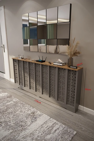 BAGAX Karatay Model, Antrasit Üstü Çam Renk,iç Ölçü 176 Cm Dış Ölçü 180 Cm Petek Kaplama, Dresuar ürün görseli