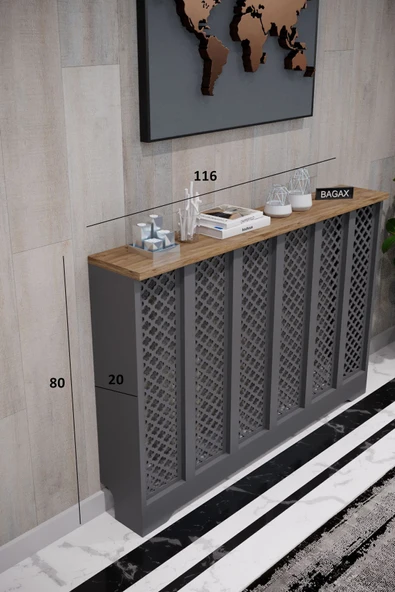 BAGAX Zeugma Model, Antrasit Üstü Atlantik Çam Renk,iç Ölçü 116 Cm Dış Ölçü 120 Cm Petek Kaplama, Dresuar - Resim 2