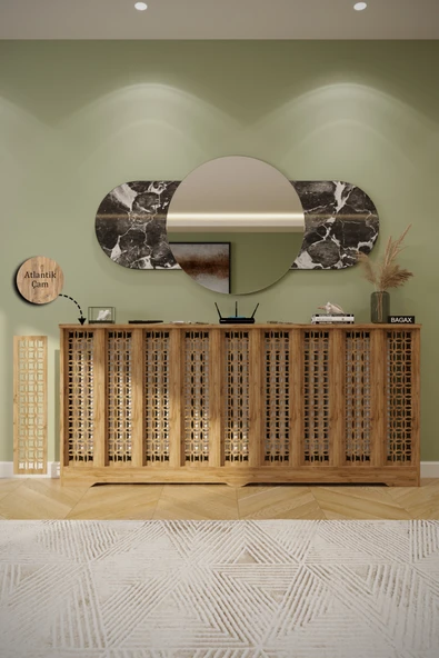 BAGAX Ayasofya Model, Çam Renk,iç Ölçü 176 Cm Dış Ölçü 180 Cm Petek Kaplama, Dresuar - Resim 3