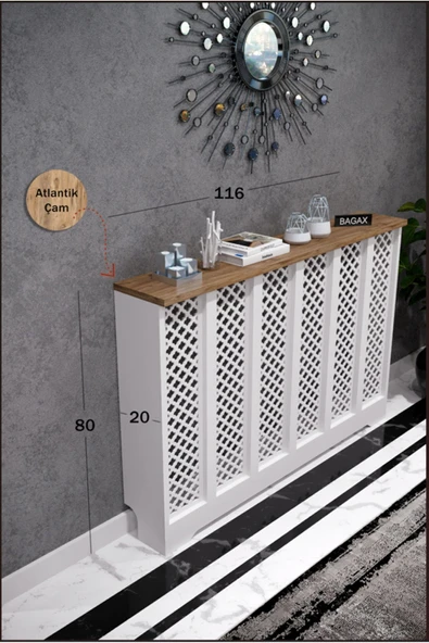 BAGAX Zeugma Model, Beyaz Üstü Çam Renk,iç Ölçü 116 Cm Dış Ölçü 120 Cm Petek Kaplama, Dresuar ürün görseli