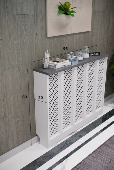 BAGAX Pera Model, Beyaz Üstü Antrasit Renk,iç Ölçü 96 Cm Dış Ölçü 100 Cm Petek Kaplama, Dresuar ürün görseli