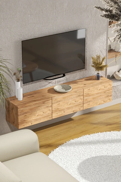 BAGAX 150 Cm Tv Ünitesi , Tv Sehpası , Dolaplı Tv Ünitesi Konsol, ( FULL ÇAM ) - Resim 4