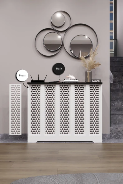 BAGAX Bodrum Model, Beyaz Üstü Siyah Renk,iç Ölçü 96 Cm Dış Ölçü 100 Cm Petek Kaplama, Dresuar ürün görseli