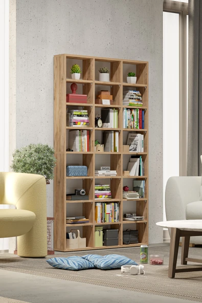 BAGAX Çok Raflı Kitaplık Kütüphane Raflı Dekoratif Kitaplık Geniş Kitaplık - Resim 5
